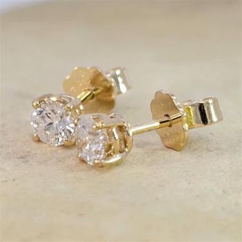 Brillant Diamant Ohrstecker Paar 750/- Gelbgold 18 Karat Gold 0,70 Karat G/VS
