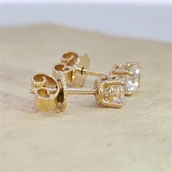 Brillant Diamant Ohrstecker Paar 750/- Gelbgold 18 Karat Gold 0,70 Karat G/VS
