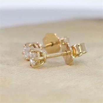 Brillant Diamant Ohrstecker Paar 750/- Gelbgold 18 Karat Gold 0,42 Karat G/VS