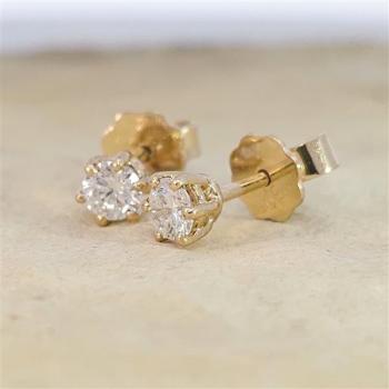 Brillant Diamant Ohrstecker Paar 750/- Gelbgold 18 Karat Gold 0,42 Karat G/VS