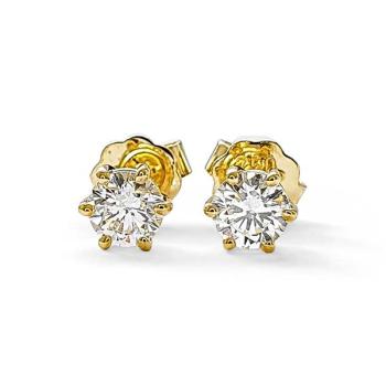 Brillant Diamant Ohrstecker Paar 750/- Gelbgold 18 Karat Gold 0,42 Karat G/VS