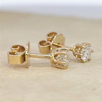 Brillant Diamant Ohrstecker Paar 750/- Gelbgold 18 Karat Gold 0,42 Karat G/VS