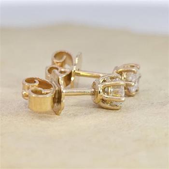 Brillant Diamant Ohrstecker Paar 750/- Gelbgold 18 Karat Gold 0,42 Karat G/VS