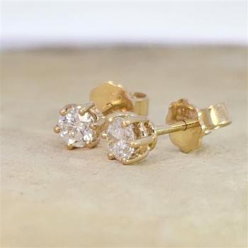 Brillant Diamant Ohrstecker Paar 750/- Gelbgold 18 Karat Gold 0,60 Karat G/VS