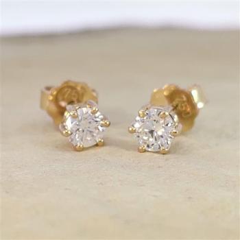 Brillant Diamant Ohrstecker Paar 750/- Gelbgold 18 Karat Gold 0,60 Karat G/VS