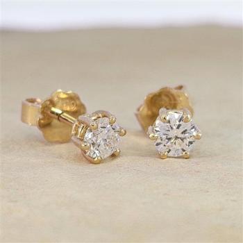 Brillant Diamant Ohrstecker Paar 750/- Gelbgold 18 Karat Gold 0,60 Karat G/VS