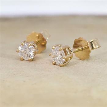 Brillant Diamant Ohrstecker Paar 750/- Gelbgold 18 Karat Gold 0,60 Karat G/VS