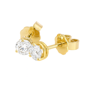 Diamant Ohrstecker 750 Gold - Gelbgold, 3 Krappen, 0,60 ct - 2 Brillanten IF/F - Luxus Ohrschmuck Damen