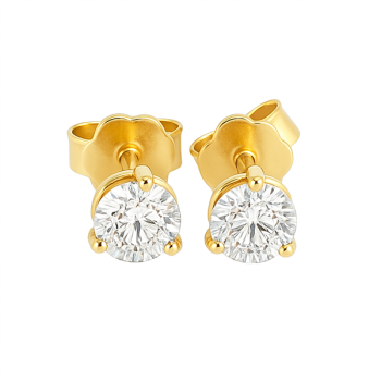 Diamant Ohrstecker 750 Gold - Gelbgold, 3 Krappen, 0,70 ct - 2 Brillanten IF/F - Luxus Ohrschmuck Damen