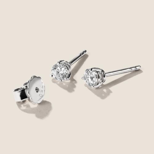 Preview: Luxus Diamant Ohrstecker 750 Gold (IF/F) - Weißgold, 3 Krappen, 0,70 ct - lupenrein, echter Brillantschmuck