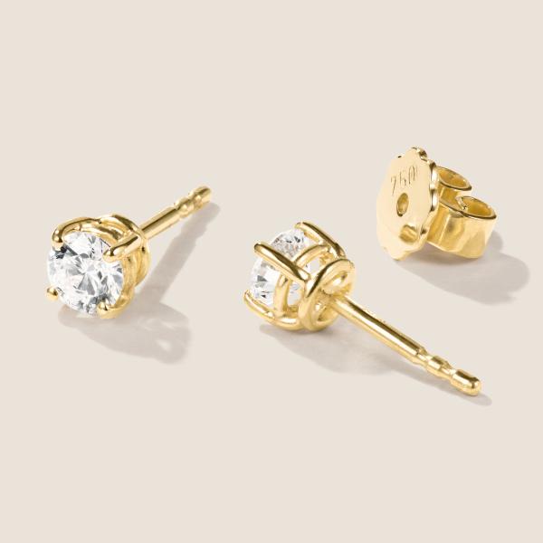 Luxus Diamant Ohrstecker Paar 750 Gelbgold Brillanten 0,60 ct G/VS