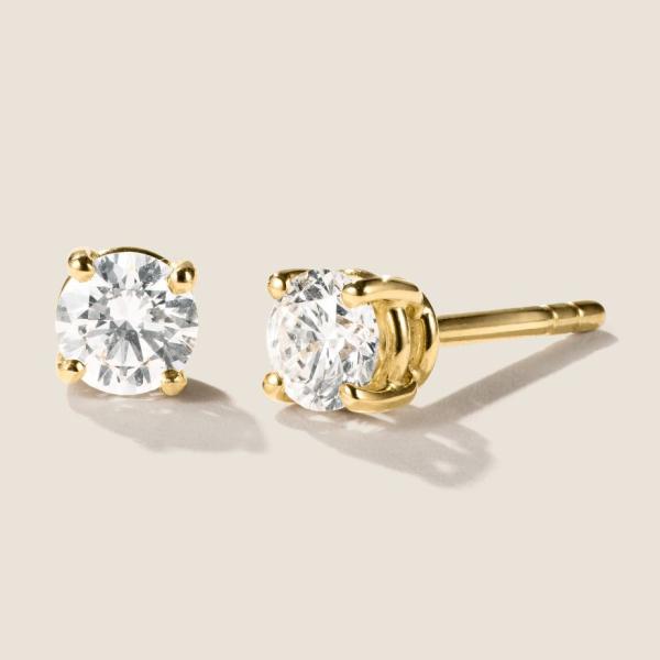 Luxus Diamant Ohrstecker 750 Gold (IF/F) - Gelbgold, 4 Krappen, 1,05 ct - lupenrein, echter Brillantschmuck