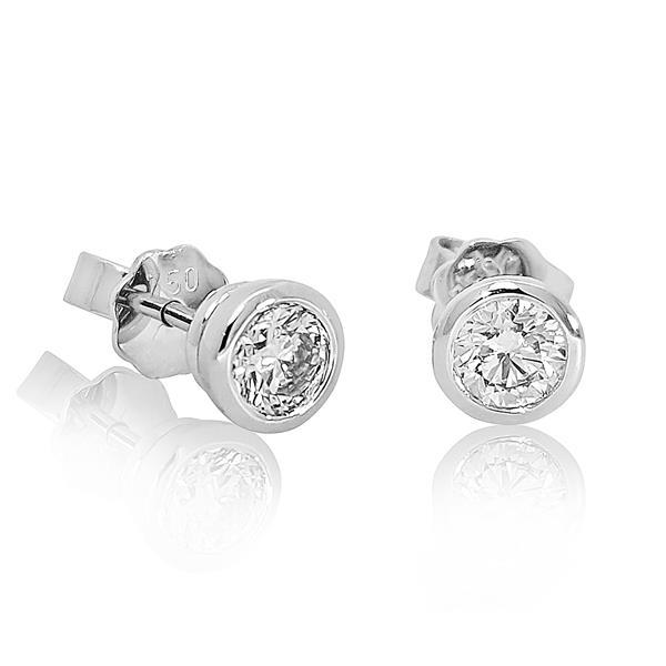 Luxus Diamant Ohrstecker 750 Gold (IF/F) - Weißgold, Zarge, 0,86 ct - lupenrein, echter Brillantschmuck