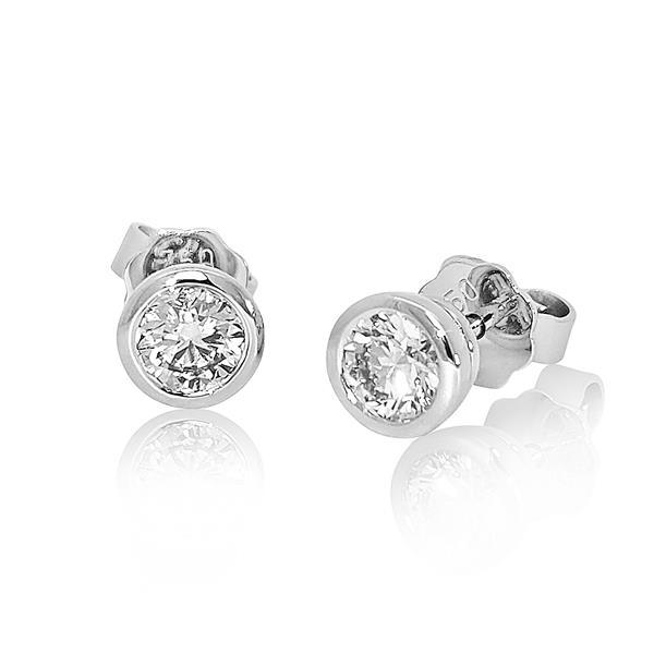 Luxus Diamant Ohrstecker 750 Gold (IF/F) - Weißgold, Zarge, 0,86 ct - lupenrein, echter Brillantschmuck