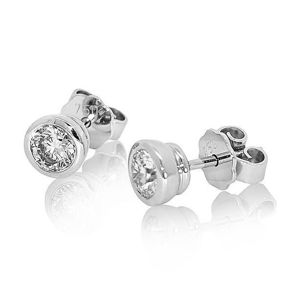 Luxus Diamant Ohrstecker 750 Gold (IF/F) - Weißgold, Zarge, 0,86 ct - lupenrein, echter Brillantschmuck