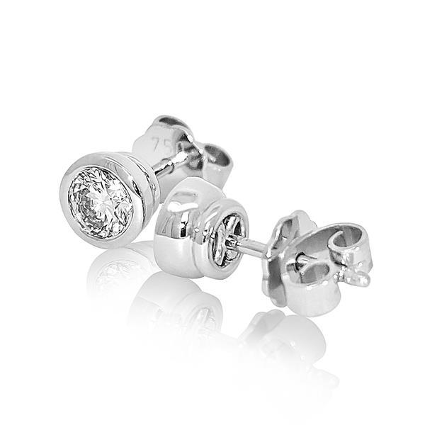 Luxus Diamant Ohrstecker 750 Gold (IF/F) - Weißgold, Zarge, 0,86 ct - lupenrein, echter Brillantschmuck