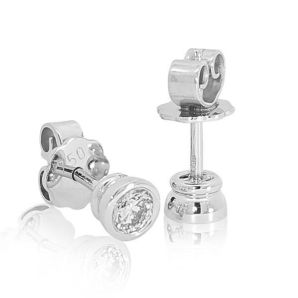 Luxus Diamant Ohrstecker 750 Gold (IF/F) - Weißgold, Zarge, 0,44 ct - lupenrein, echter Brillantschmuck