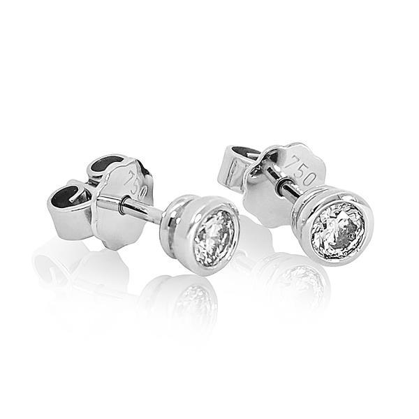 Luxus Diamant Ohrstecker 750 Gold (IF/F) - Weißgold, Zarge, 0,44 ct - lupenrein, echter Brillantschmuck