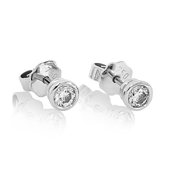 Luxus Diamant Ohrstecker 750 Gold (IF/F) - Weißgold, Zarge, 0,44 ct - lupenrein, echter Brillantschmuck