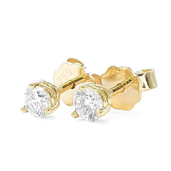 Brillant Diamant Ohrstecker Paar 750/- Gelbgold 18 Karat Gold 0,50 Karat G/VS