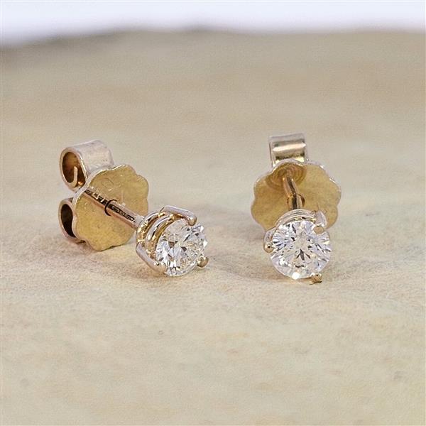 Brillant Diamant Ohrstecker Paar 750/- Gelbgold 18 Karat Gold 0,40 Karat G/VS