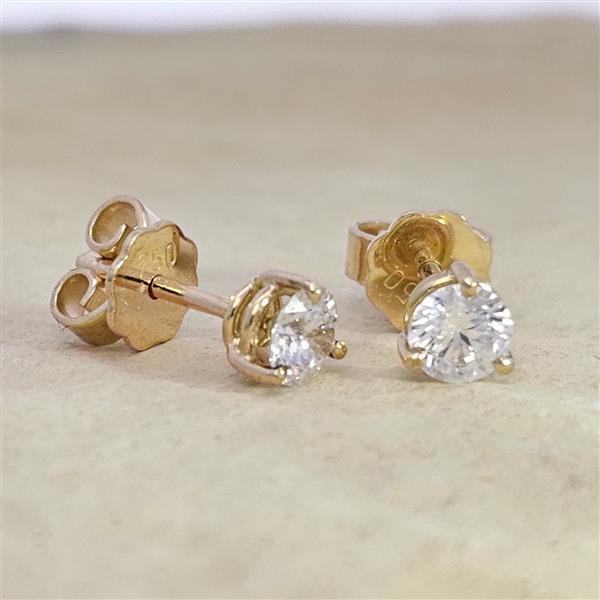 Brillant Diamant Ohrstecker Paar 750/- Gelbgold 18 Karat Gold 0,60 Karat G/VS