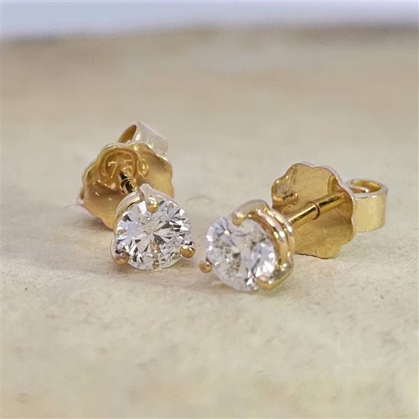 Brillant Diamant Ohrstecker Paar 750/- Gelbgold 18 Karat Gold 0,60 Karat G/VS