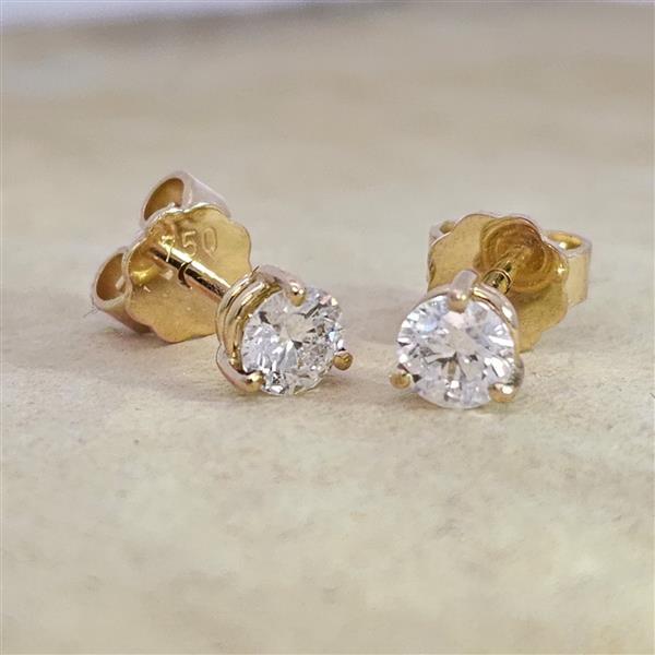 Brillant Diamant Ohrstecker Paar 750/- Gelbgold 18 Karat Gold 0,60 Karat G/VS