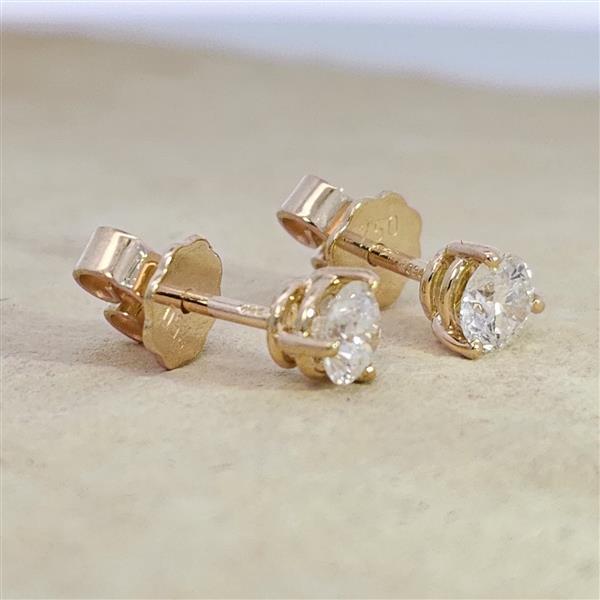 Brillant Diamant Ohrstecker Paar 750/- Gelbgold 18 Karat Gold 0,70 Karat G/VS