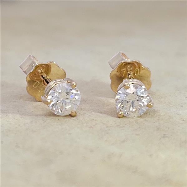 Brillant Diamant Ohrstecker Paar 750/- Gelbgold 18 Karat Gold 0,70 Karat G/VS