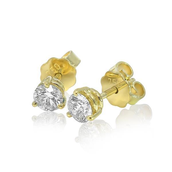 Brillant Diamant Ohrstecker Paar 750/- Gelbgold 18 Karat Gold 0,70 Karat G/VS