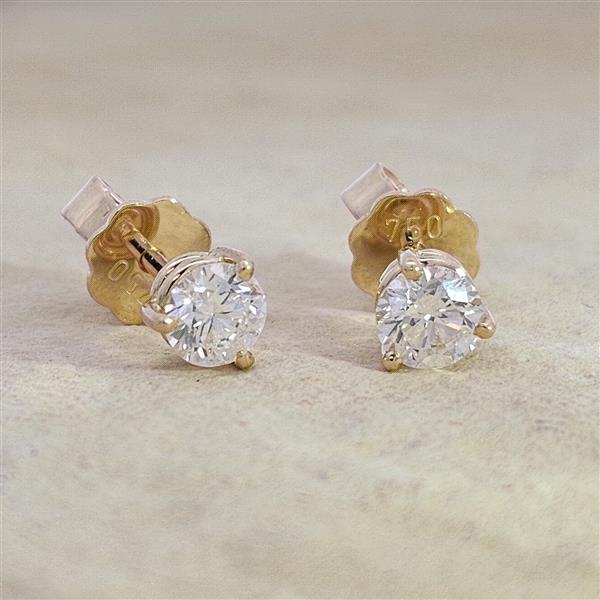 Brillant Diamant Ohrstecker Paar 750/- Gelbgold 18 Karat Gold 0,70 Karat G/VS