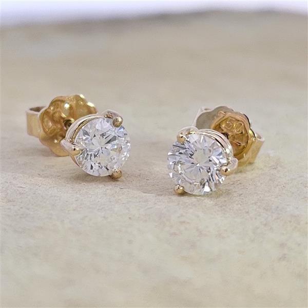 Brillant Diamant Ohrstecker Paar 750/- Gelbgold 18 Karat Gold 1,02 Karat G/VS