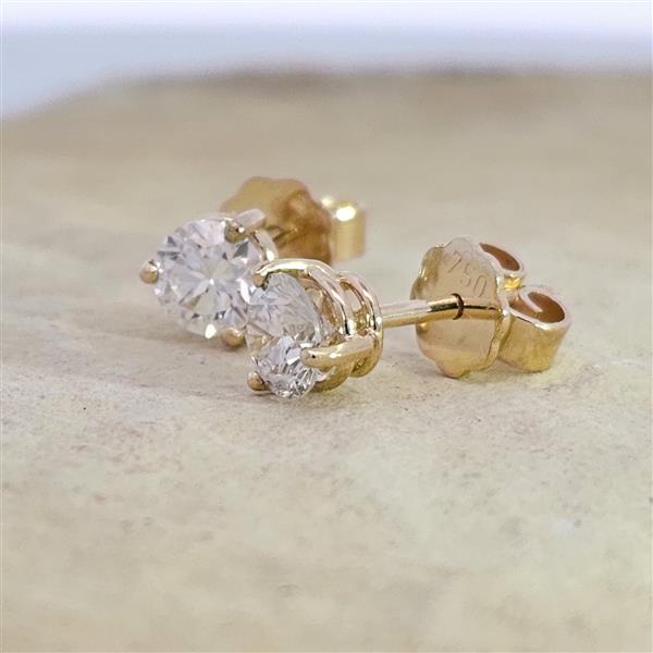Brillant Diamant Ohrstecker Paar 750/- Gelbgold 18 Karat Gold 1,02 Karat G/VS