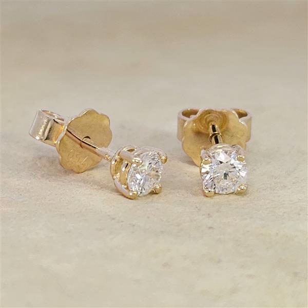 Brillant Diamant Ohrstecker Paar 750/- Gelbgold 18 Karat Gold 0,40 Karat G/VS