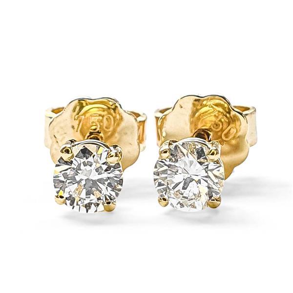 Brillant Diamant Ohrstecker Paar 750/- Gelbgold 18 Karat Gold 0,40 Karat G/VS