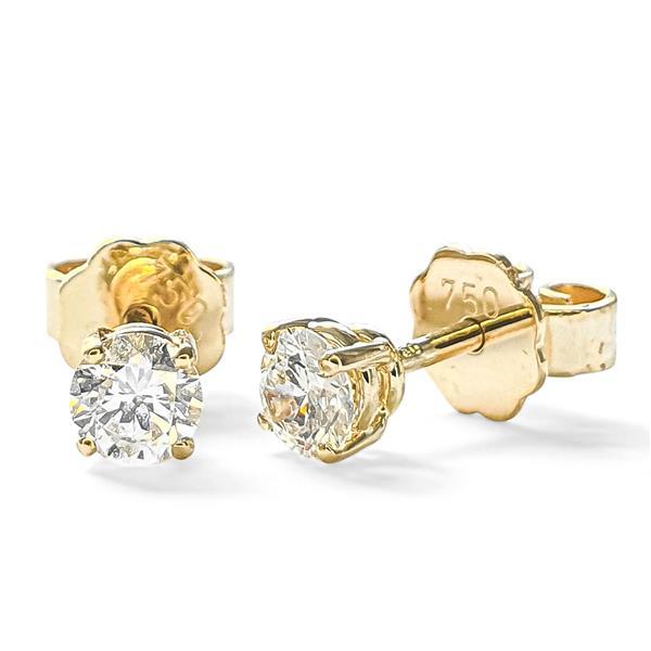 Brillant Diamant Ohrstecker Paar 750/- Gelbgold 18 Karat Gold 0,40 Karat G/VS