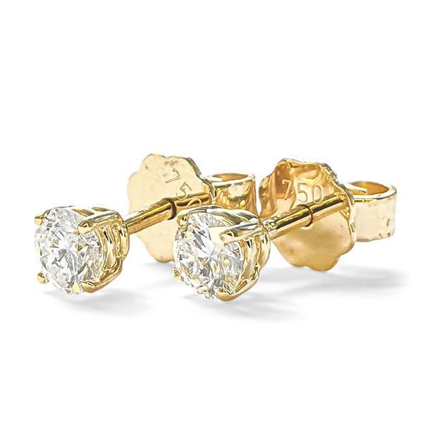 Brillant Diamant Ohrstecker Paar 750/- Gelbgold 18 Karat Gold 0,40 Karat G/VS