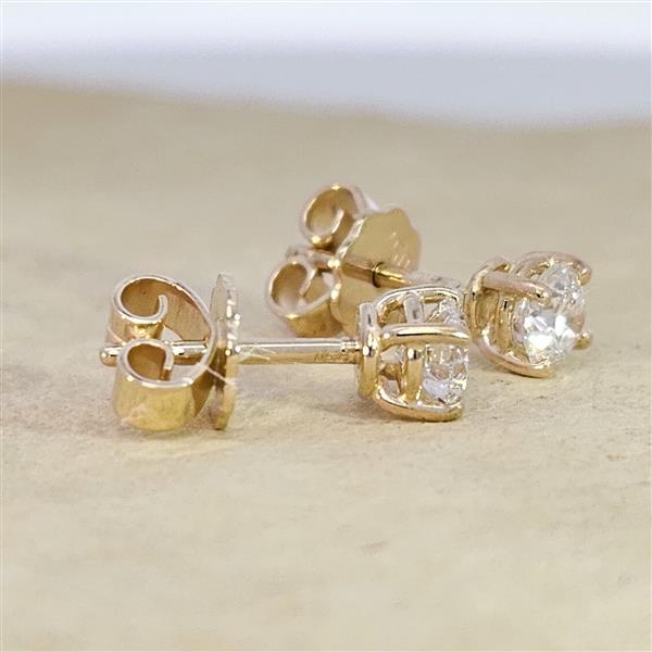 Diamant Ohrstecker 750 Gold - Gelbgold, 4 Krappen, 0,60 ct - 2 Brillanten IF/F - Luxus Ohrschmuck Damen