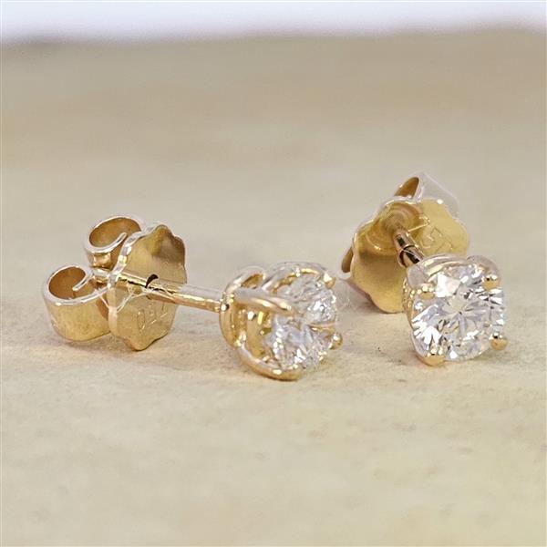 Diamant Ohrstecker 750 Gold - Gelbgold, 4 Krappen, 0,60 ct - 2 Brillanten IF/F - Luxus Ohrschmuck Damen
