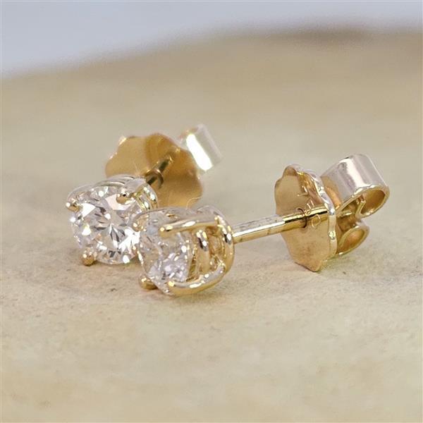 Diamant Ohrstecker 750 Gold - Gelbgold, 4 Krappen, 0,60 ct - 2 Brillanten IF/F - Luxus Ohrschmuck Damen