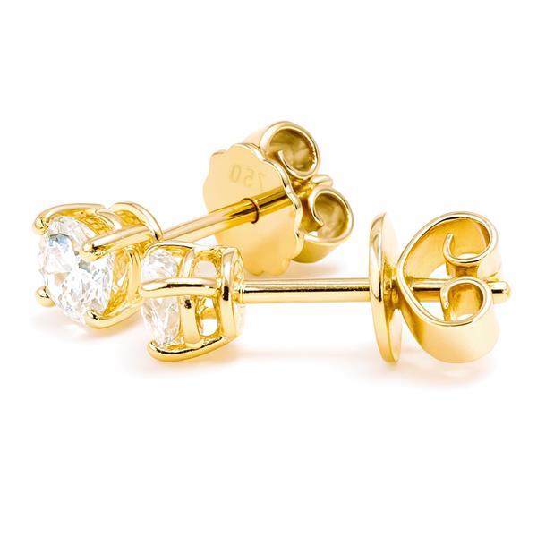 Diamant Ohrstecker 750 Gold - Gelbgold, 4 Krappen, 0,60 ct - 2 Brillanten IF/F - Luxus Ohrschmuck Damen