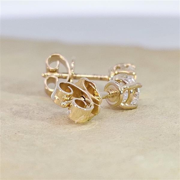 Diamant Ohrstecker 750 Gold - Gelbgold, 4 Krappen, 0,60 ct - 2 Brillanten IF/F - Luxus Ohrschmuck Damen