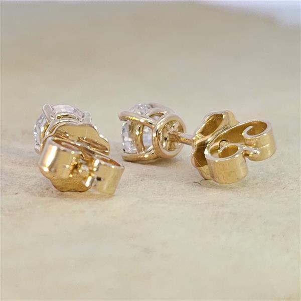 Diamant Ohrstecker 750 Gold - Gelbgold, 4 Krappen, 0,80 ct - 2 Brillanten IF/F - Luxus Ohrschmuck Damen