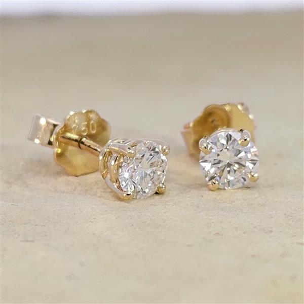 Brillant Diamant Ohrstecker Paar 750/- Gelbgold 18 Karat Gold 0,80 Karat G/VS