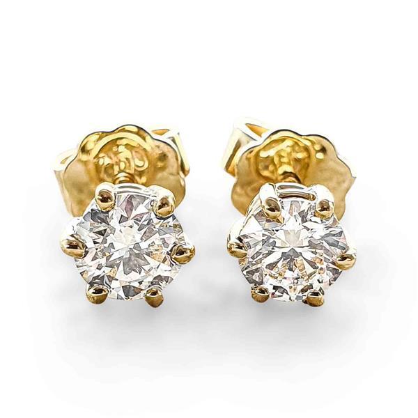 Brillant Diamant Ohrstecker Paar 750/- Gelbgold 18 Karat Gold 0,80 Karat G/VS