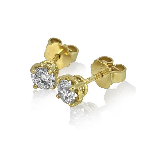 Diamant Ohrstecker 750 Gold - Gelbgold, 4 Krappen, 0,80 ct - 2 Brillanten IF/F - Luxus Ohrschmuck Damen