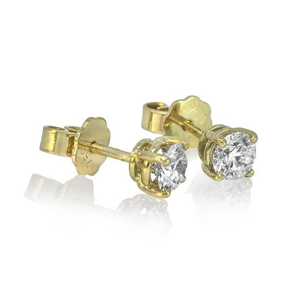 Diamant Ohrstecker 750 Gold - Gelbgold, 4 Krappen, 0,80 ct - 2 Brillanten IF/F - Luxus Ohrschmuck Damen