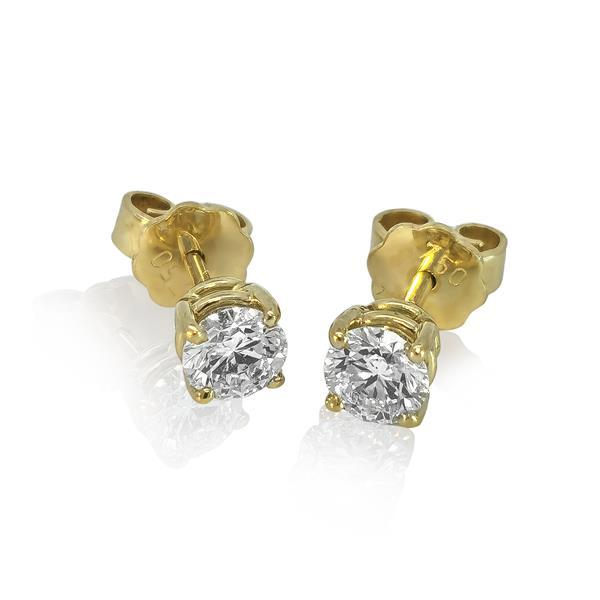 Diamant Ohrstecker 750 Gold - Gelbgold, 4 Krappen, 0,80 ct - 2 Brillanten IF/F - Luxus Ohrschmuck Damen