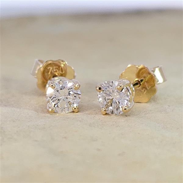 Diamant Ohrstecker 750 Gold - Gelbgold, 4 Krappen, 0,80 ct - 2 Brillanten IF/F - Luxus Ohrschmuck Damen
